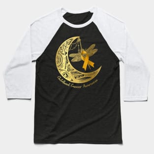 Henna Moon Dragonfly Childhood Cancer Awareness Baseball T-Shirt